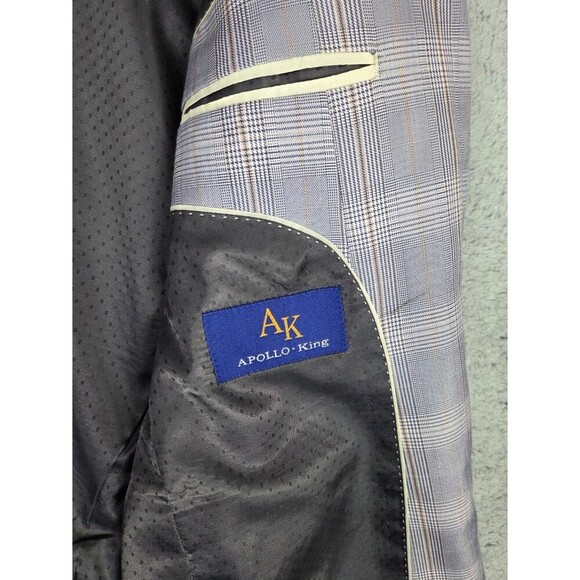 Apollo King Gray 3pc Suit 42L Pants 36L 38x28 Windowpane Houndstooth Check - Picture 5 of 14
